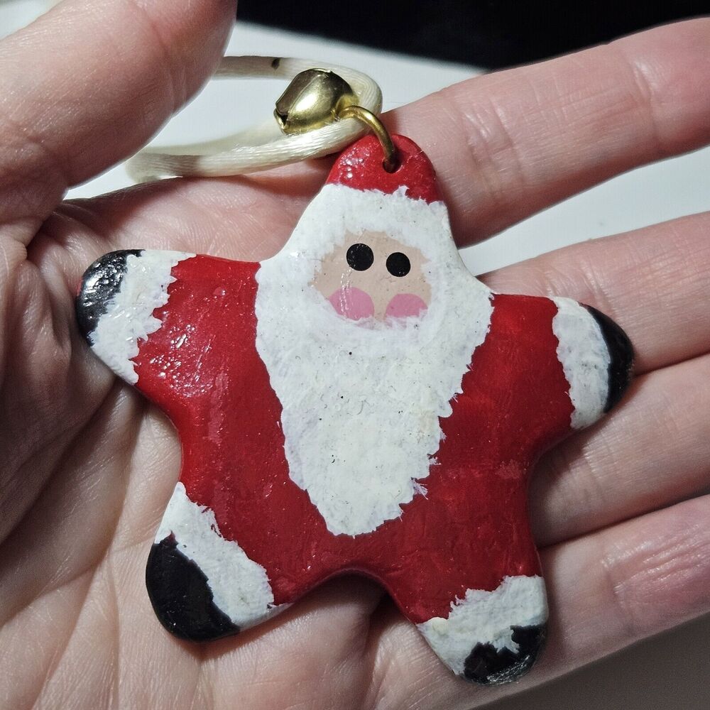 Star Shaped Red And White Santa Pendant Necklace
